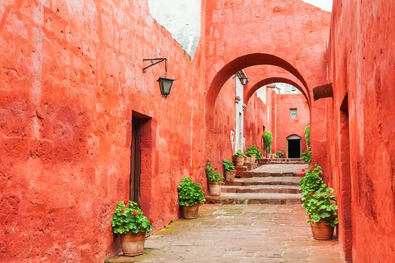 Red walls in Santa Catalina Monastery