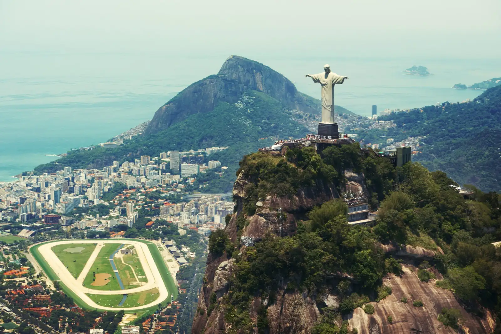Corcovado above the city, with the statue on the summit