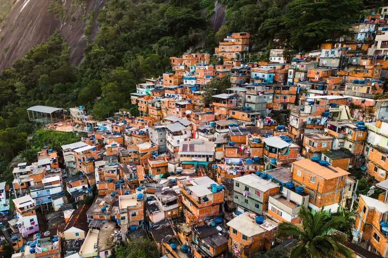 A favela of stacked houses on a hillside