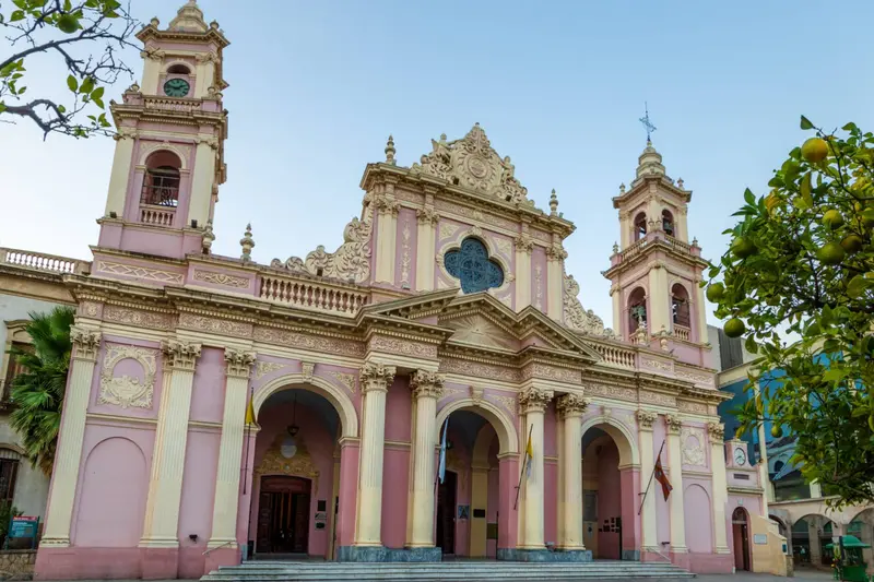 The pink cathedral of Salta, with its two towers