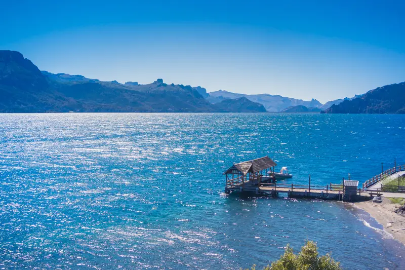 A jetty and a boathouse on the lake