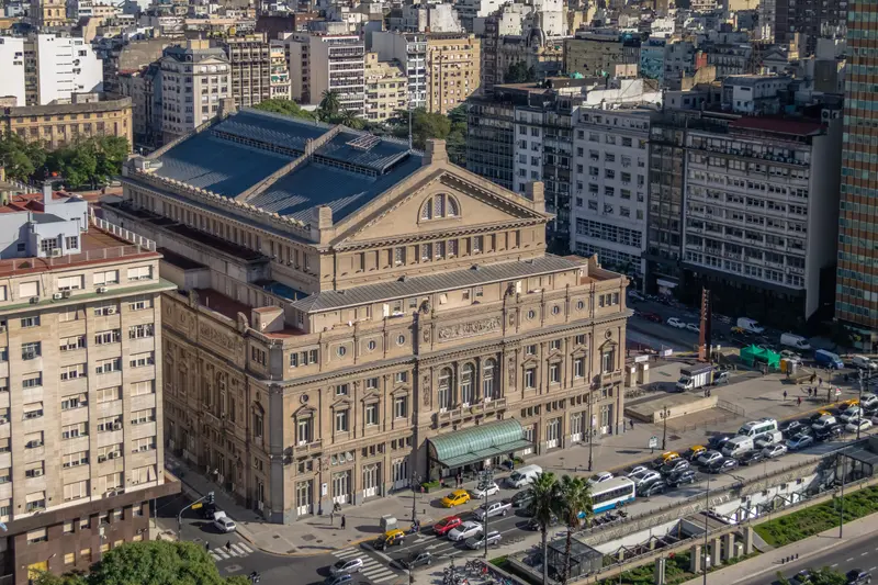 The Teatro Colón from the air, in the middle of the city