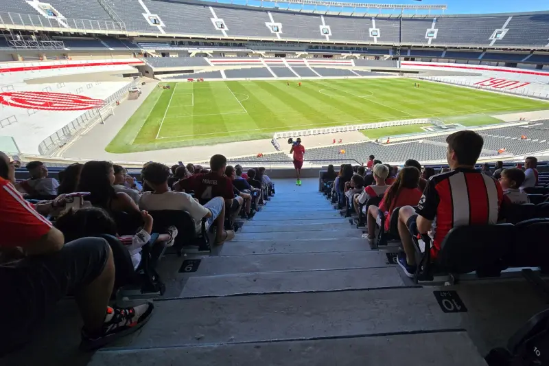 The pitch at El Monumental, seen from the stands