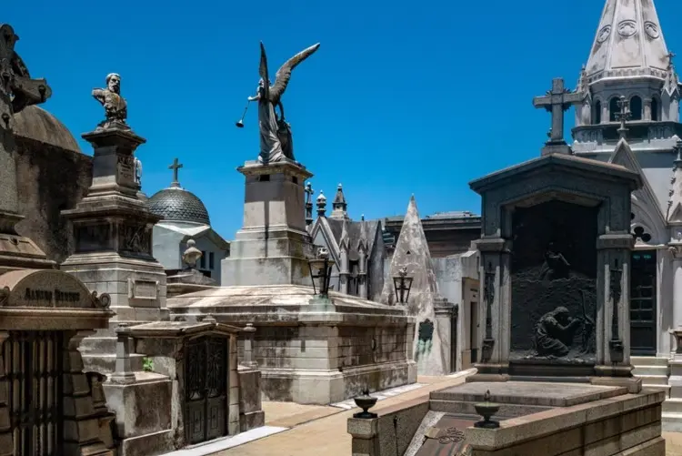 Mausoleums and stone statues in the Recoleta Cemetery