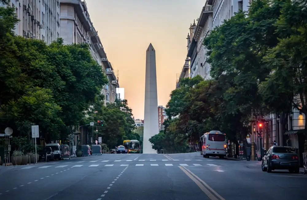 The Obelisk down an empty avenue at first light