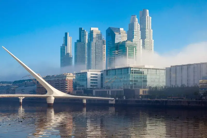 The Puente de la Mujer and the Puerto Madero skyline across the water