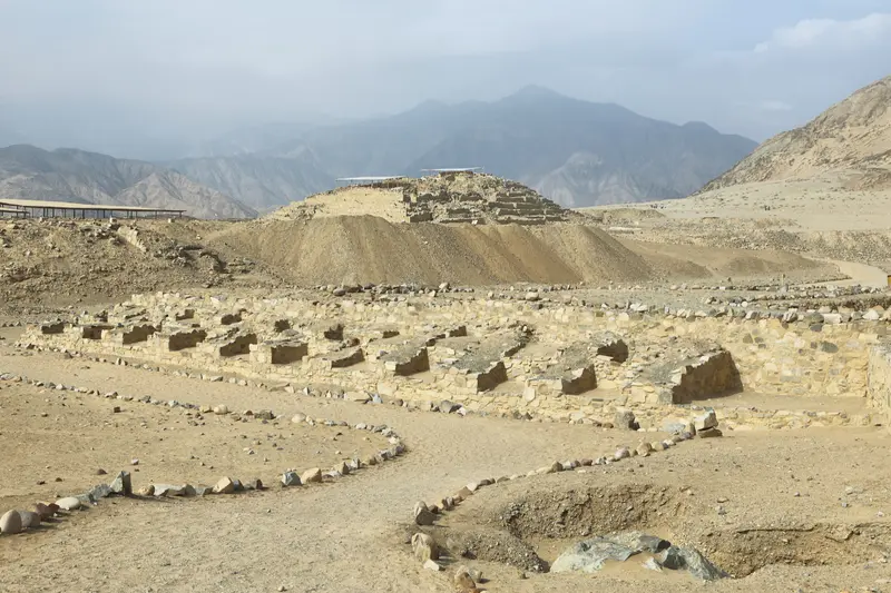 Caral ruins view from the side