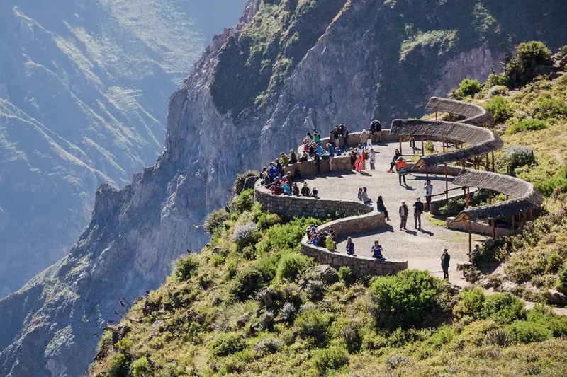 Tourists at a viewpoint, Colca canyon, Peru