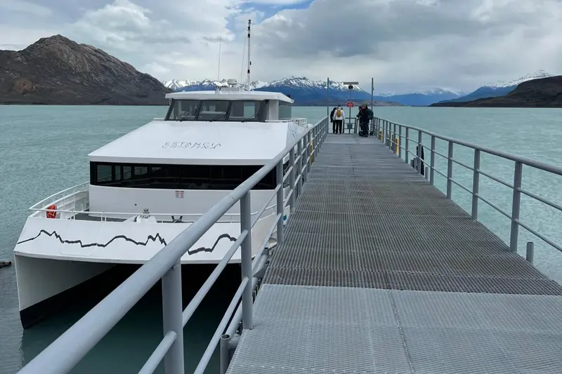 A catamaran alongside the jetty