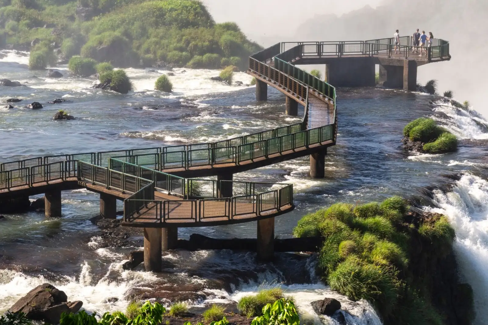 The walkway out over the rapids above the falls