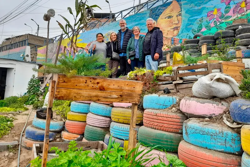 Local garden made with recyclable materials