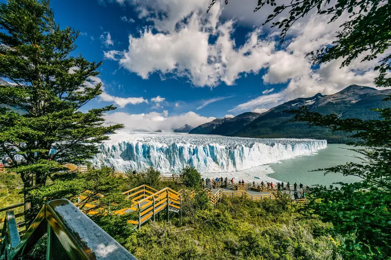 The glacier and the walkways from above