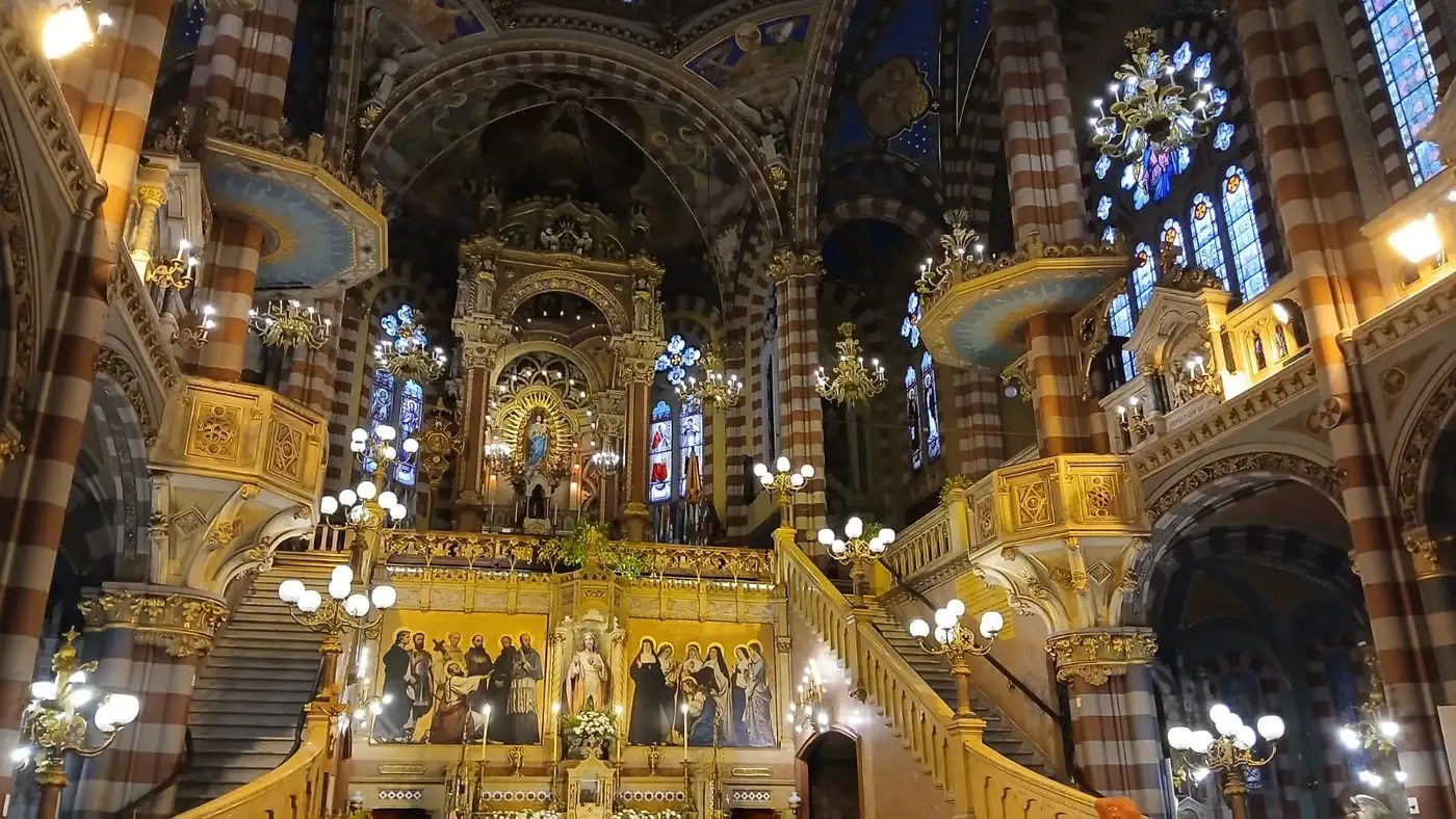 The gilded interior of a basilica