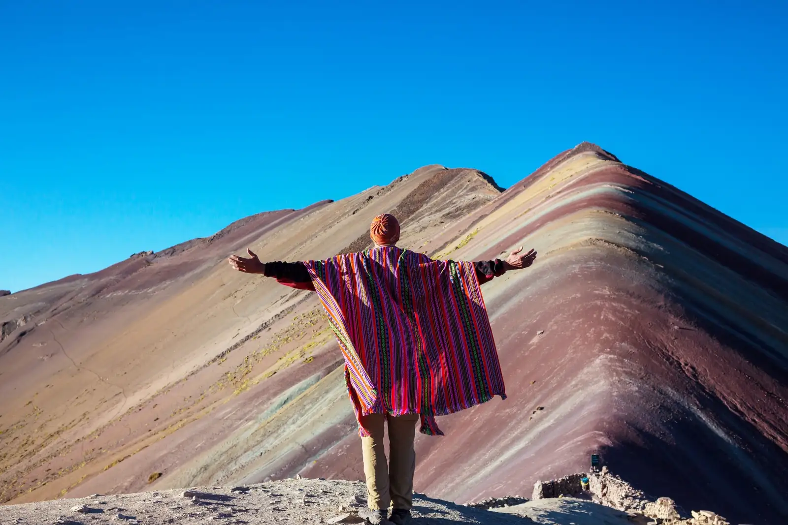 Man at the Rainbow Mountain in Cuzco