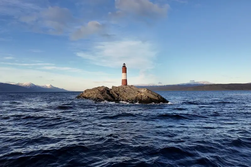 A lighthouse on a rock in the Beagle Channel